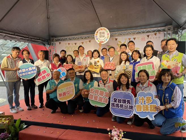 桃园市长张善政邀请云林县长张丽善，携手行销妈妈桃与古坑凤梨，盼透过县市合作行销，齐心为在地农特产加值。（蔡明亘摄）