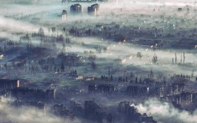 2023年5月14日巴赫姆特空拍照。（乌克兰国防部)