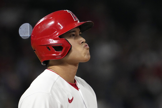 大谷翔平此战3打数没有安打贡献。（美联社）