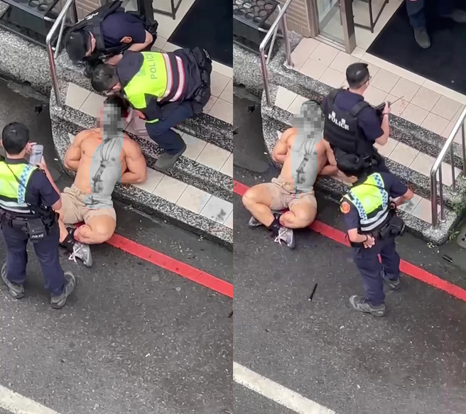 朱男倒地头部及身上都是血。（翻摄画面）