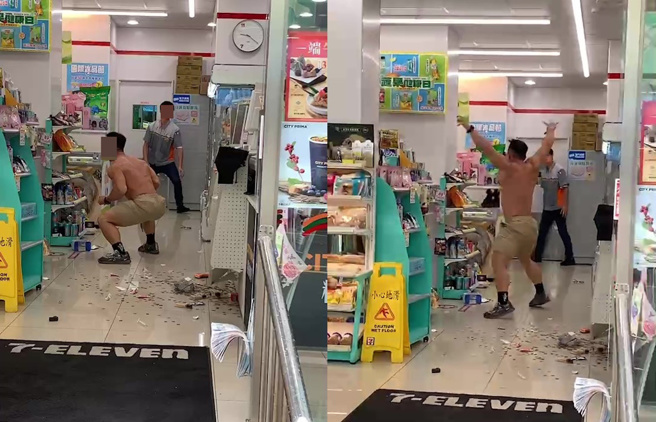 桃园真人版浩克20日大闹中坜某超商，身份曝光疑是小有名气的健美选手、教练。（翻摄照片）
