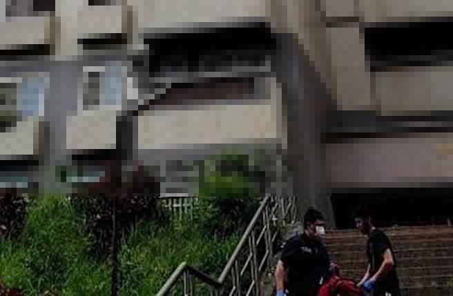 台中市西屯区惊传坠楼，男子掉落大楼中庭不治。(民眾提供)