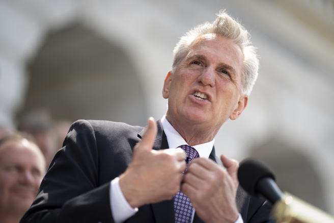 美国联邦眾议院共和党籍议长麦卡锡（Kevin McCarthy）。（图／美联社）
