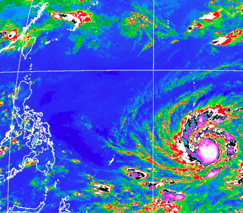 瑪娃颱風今晨2時增強為中度颱風，預估周四有機會升級成強颱。(翻攝自氣象局)