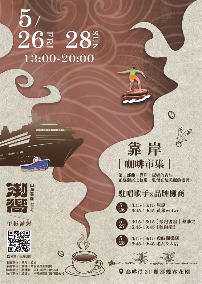 基隆市产发处将自5月26日起，在东岸旅客服务中心3楼丽都蝶客花园举办咖啡市集，邀集在地的业者一起策展。（基隆市政府提供／张志康基隆传真）