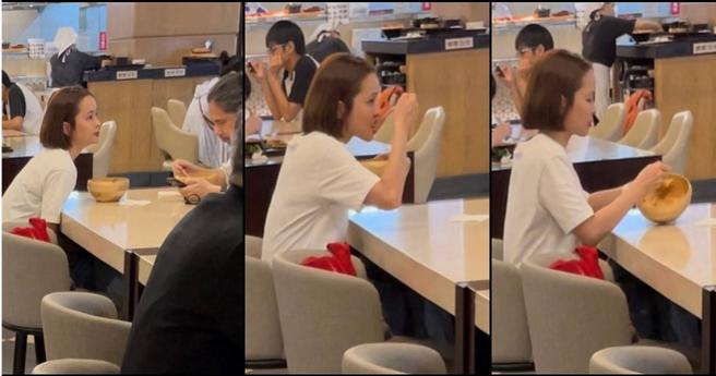 叶星辰与男友Tim一起吃晚餐，她把碗里饭菜吃得精光，津津有味的模样十分可爱。（图／读者提供）