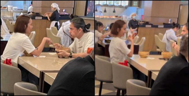 Tim默默陪伴慢慢地吃，叶星辰不停叽叽喳喳地说话。（图／读者提供）