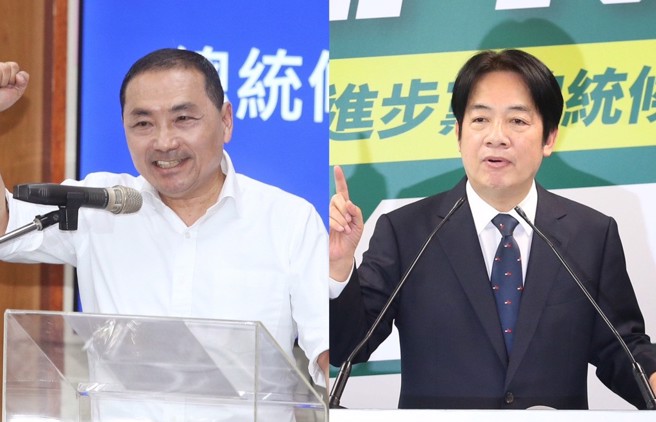 民进党总统参选人赖清德(右)日前喊出，要在嘉义赢国民党总统参选人侯友宜(左)10万票。(合成图/中时资料照)