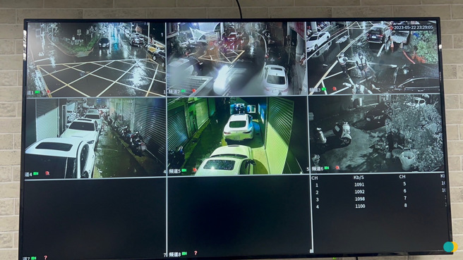 屋内监视器镜头画面，可清楚监看周遭动态，一有风吹草动，还能从后门偷溜！（图／警方提供）