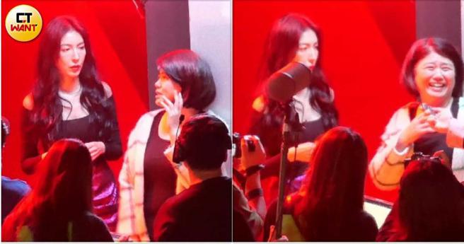 《影后》由严艺文执导，现场可见严艺文与杨谨华为角色不断讨论妩媚的手势与表情。（图／本刊摄影组）