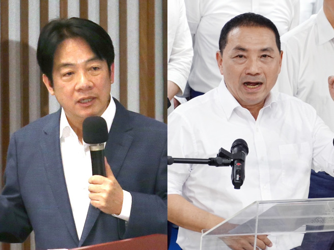 民进党总统参选人赖清德(左)要求国民党总统参选人侯友宜(右)对「九二共识」表态。(合成图/中时资料照)