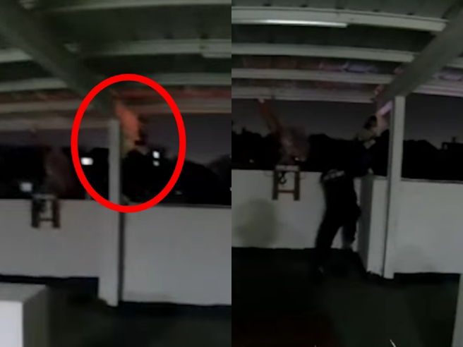 女子因情伤，深夜站在5楼顶的女儿墙上，员警在现场不说「妳要哭，我们可以陪妳哭」最后趁对方不注意将人拉下，避免一场憾事。（翻摄自脸书「TCPB 局长室」）