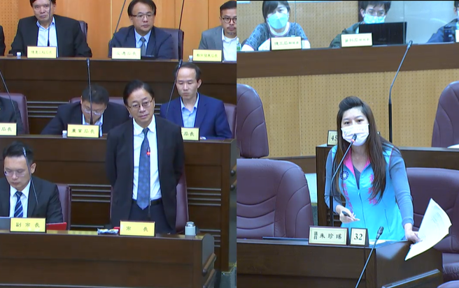 朱珍瑶质询时表示，若战争来了， 谁来保护桃园市民，吁请警方清查全市各里防空避难所。(戴志扬翻摄)