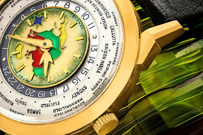 百达翡丽编号2523世界时间北美地图腕表，全世界仅三只，将再创新高价。（Christie’s提供）