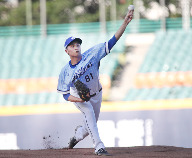 富邦悍将陈仕朋。（郑任南摄）