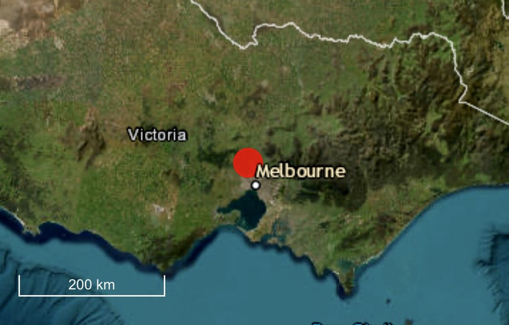 澳洲墨尔本28日深夜发生规模3.8地震，深度仅3公里，堪称墨尔本都会区「120年来最强地震」。（图／撷取自澳大利亚地球科学中心官方脸书）(photo:ChinaTimes)