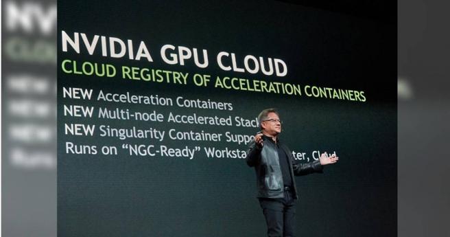 辉达创办人黄仁勋返台演讲，市场关注他对生成式AI产业看法。（图／翻摄辉达脸书）