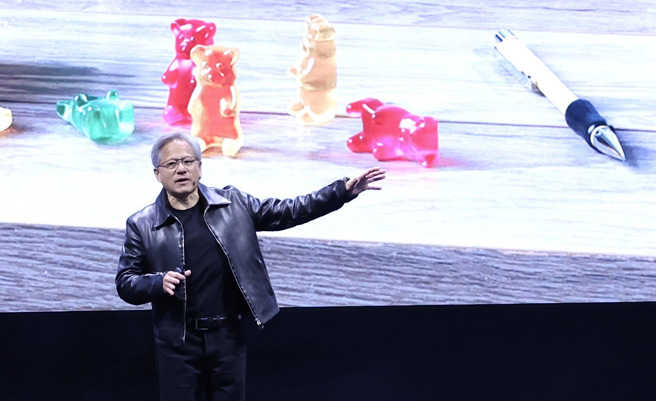黄仁勋于台北国际电脑展演讲。（图／陈俊吉摄）