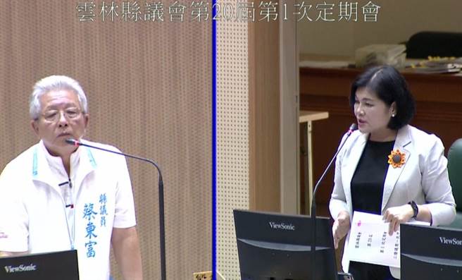 云林县民助警拘捕人犯伤亡济助22余年无人申请，县议员蔡东富（左）等人建议提高济助金额。（翻摄自云林县议会议会直播／张朝欣云林传真）