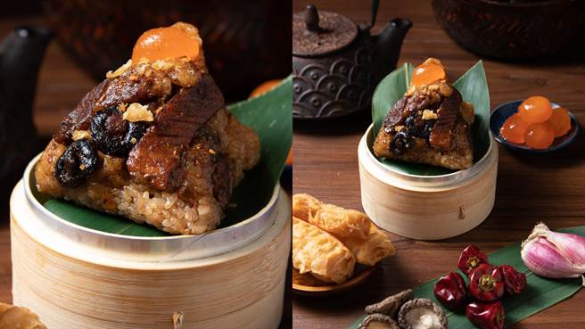 这一锅首推粽品「这个粽酥辣」，内含猪肉条与咸蛋黄交织拌入椒麻香油饭，5入特价408元。（这一锅提供）