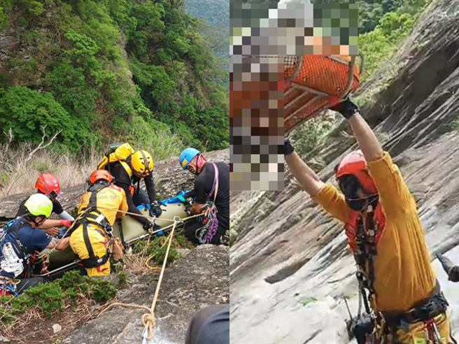 为期8天搜救过程，搜救员跋涉山域水域、激流，靠溪降绳索及立体救援，一度下降10层楼高山谷，冒险犯难、不畏艰辛的画面曝光。（翻摄画面）