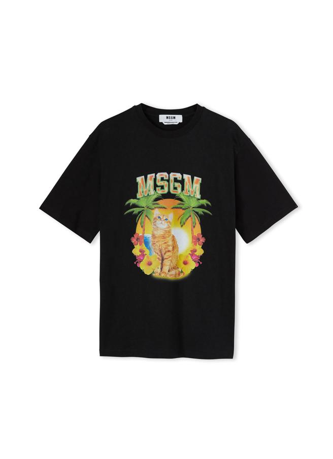 MSGM 热带岛屿小橘猫印花T-shirt，9500元。（MSGM）