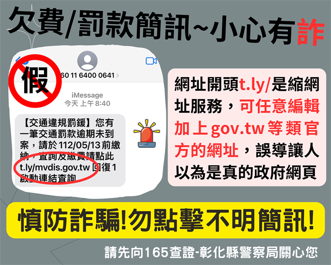 诈骗横行，彰化县警局制图提醒民眾小心防范。（警方提供／孙英哲彰化传真）