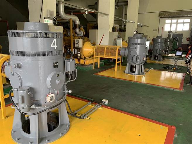 ▲堵南抽水站内的抽水机组，最高水位时将会四台全数启动。（徐佑升摄）