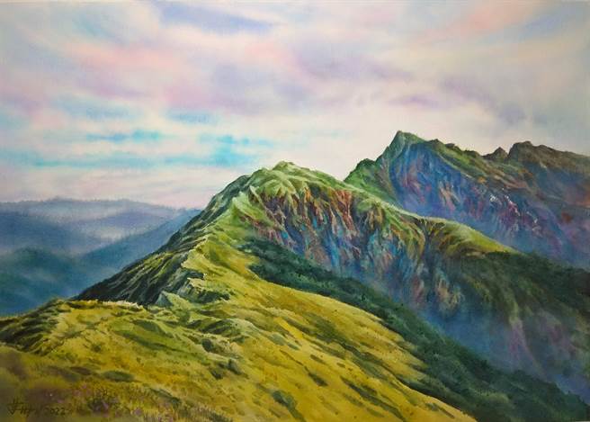 刘美加西画作品「奇莱北峰」。（新竹市政府提供／陈育贤新竹传真）