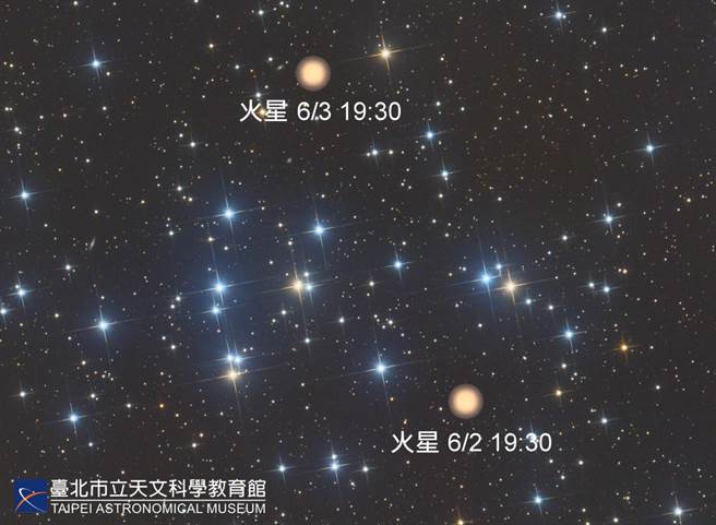 在市区难以看见的巨蟹座「鬼宿星团」将于2日及3日现。（天文馆提供）