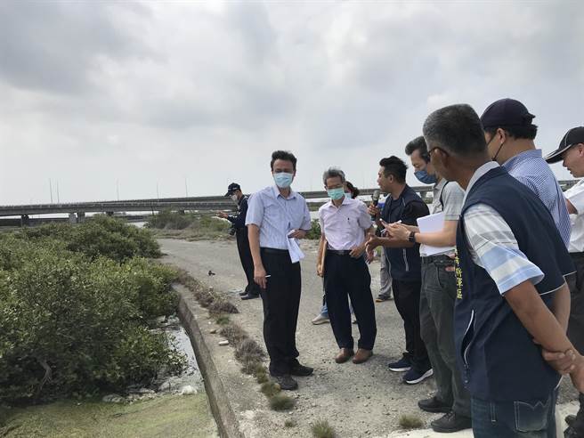 审查委员现勘将军区马沙沟社区红树林生态保育。（台南市政府农业局提供／张毓翎台南传真）