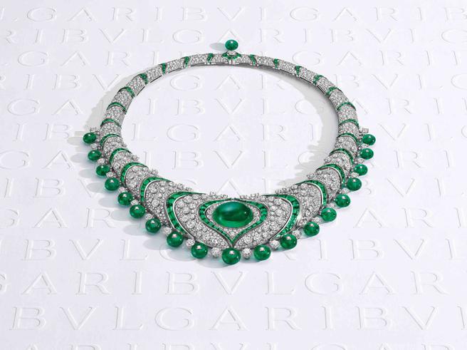 宝格丽Mediterrane系列Emerald Lotus顶级祖母绿项鍊。（BVLGARI提供）