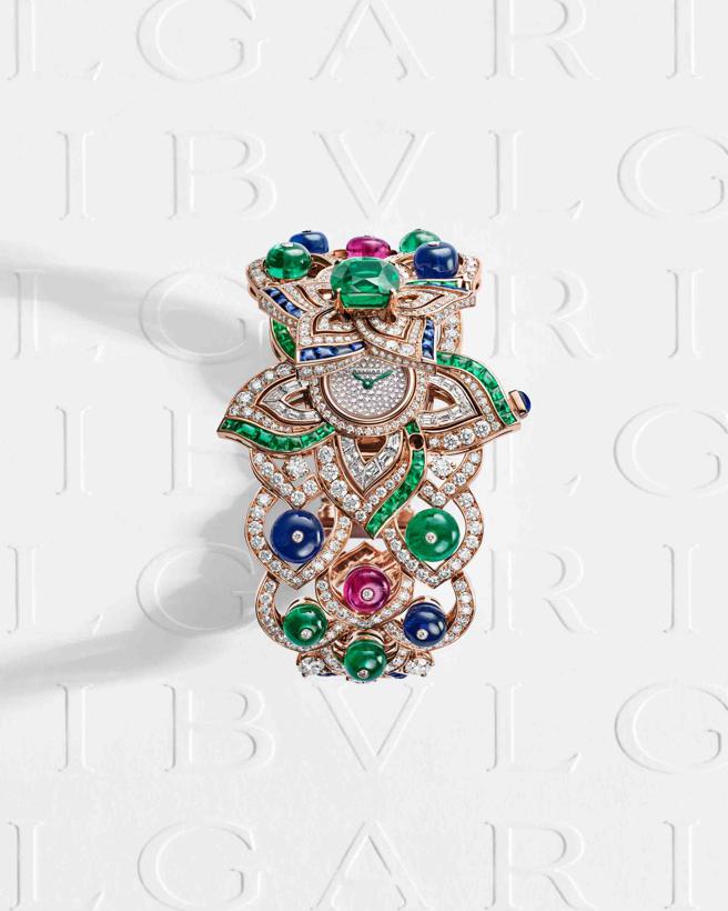 宝格丽Mediterranea系列Oriental Buds secret watch顶级珠宝表。（BVLGARI提供）