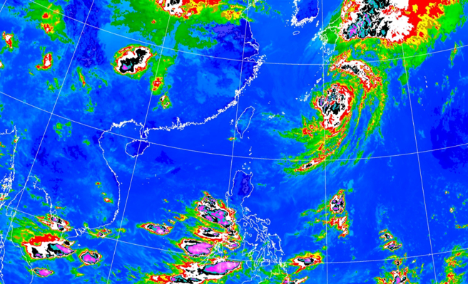 专家指出，下周二南海至菲律宾东方有热带性低气压生成机率。（中央气象局提供）