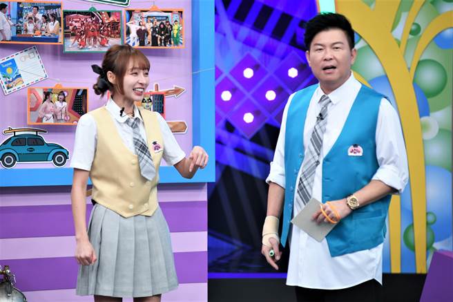 林襄（左）的举动让曾国城看傻眼。（华视提供）