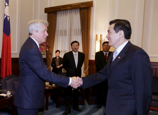 戴蒙2014年曾来台湾，还与当时的总统马英九会面。（中央社）