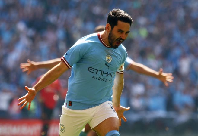 巩多安13秒闪电进球，打破足总杯决赛最速进球纪录。（路透）