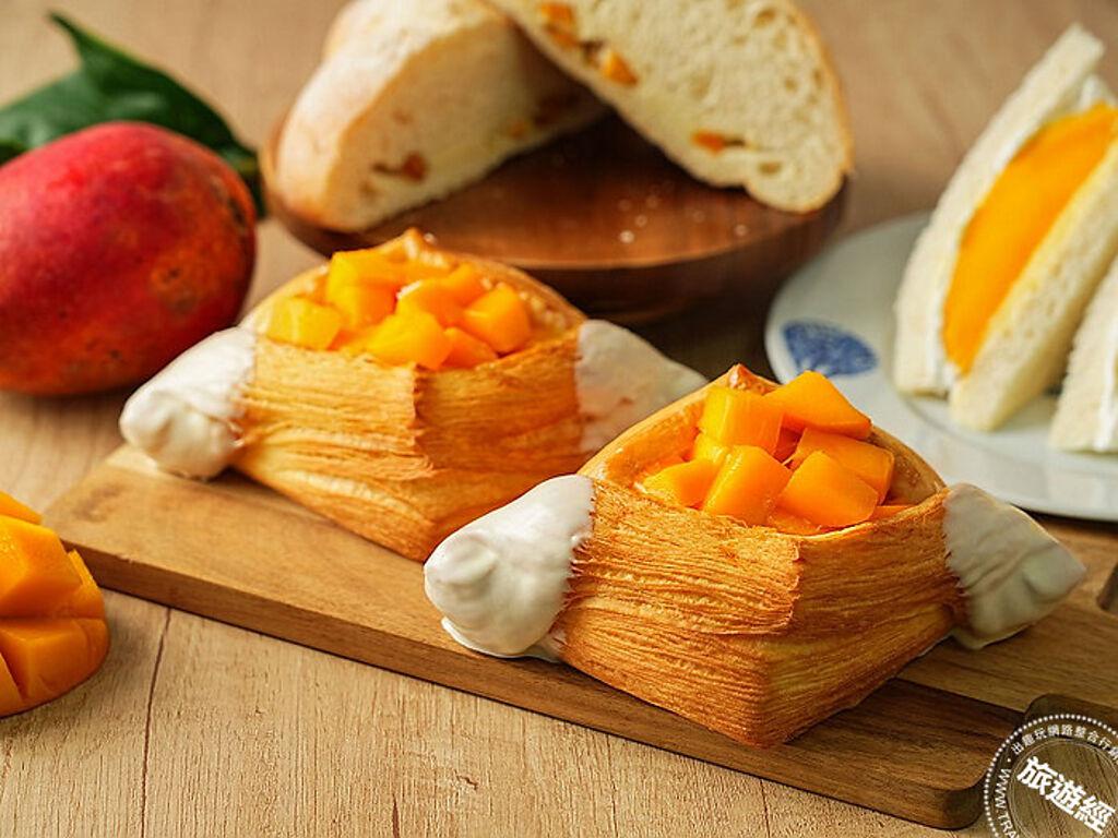 「夏日芒果丹麥」72層丹麥酥皮搭配新鮮芒果，清爽不膩口。（圖／普諾麵包坊提供）