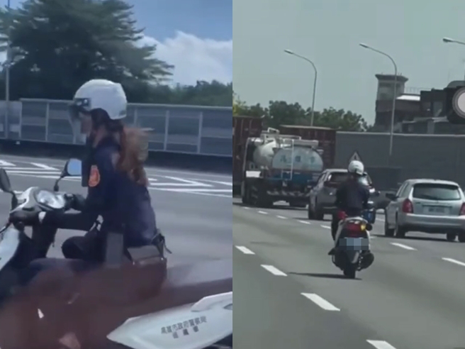 女警发现1辆自小客因闯红灯、转弯未打方向灯，行车摇晃等行为上前拦查，但该车却不停还开上88快速道路往国道。（翻摄自记者爆料网）