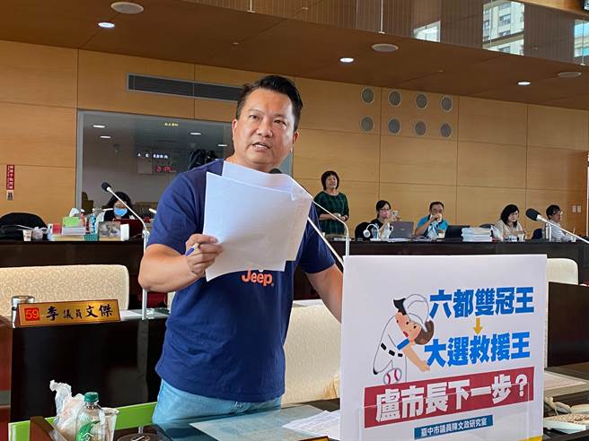 台中市议员陈文政今天揭露，供应不明肉品的业者目前仍持续供餐，教育局仅追回国产食材奖金，处理态度消极，要求从严处理。（张亦惠摄）