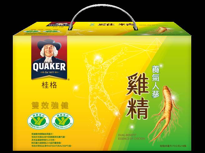 「桂格养气人蔘鸡精」号称顾元气、补体力，售价视通路优惠而定。（佳格食品提供）