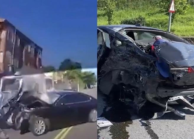 宜兰「瑞典坦克」酿3死1伤「妻女天人永隔」，分居夫悲痛认尸。（翻摄自影片、吴佩蓉摄）