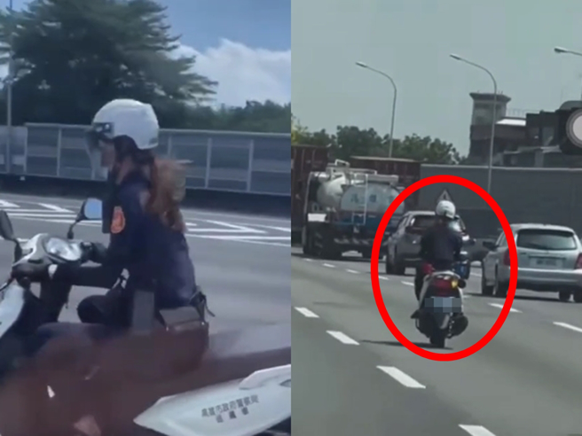 国道警方回应女警当时正执行公务，暂不予举发，警局更透露该女警平时在取缔闯红灯、酒驾相当积极，一年就能获500多支嘉奖。（翻摄自记者爆料网）