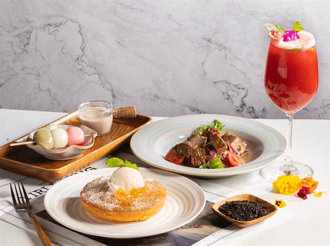 petit doux微兜特别携手「小茶栽堂」，创造出以台湾茶为主题的清爽系限定菜单「黑乌龙茶三重奏」为消费者开胃。（微兜提供）