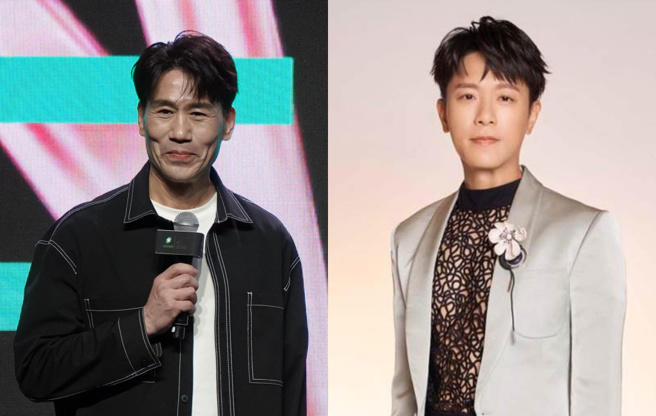 罗时丰（左）今出席活动，笑说有教韦礼安主持金曲时要语速快一点。（客家电视台提供、资料照片）