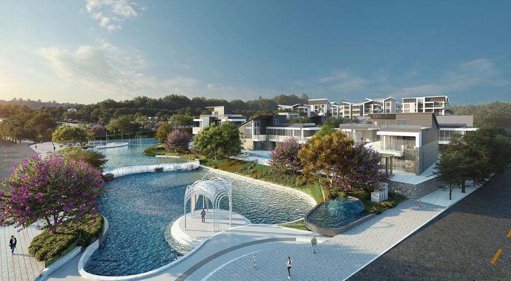 「宏道新竹帝寶」目前推出83~150坪二層美式獨棟別墅、38~75坪新加坡式花園住宅，提供自備5%、工程0付款方案。（圖/甲山林集團提供）
