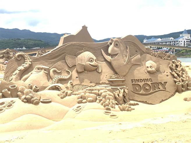 ▲「海底总动员」沙雕。（徐佑升摄）