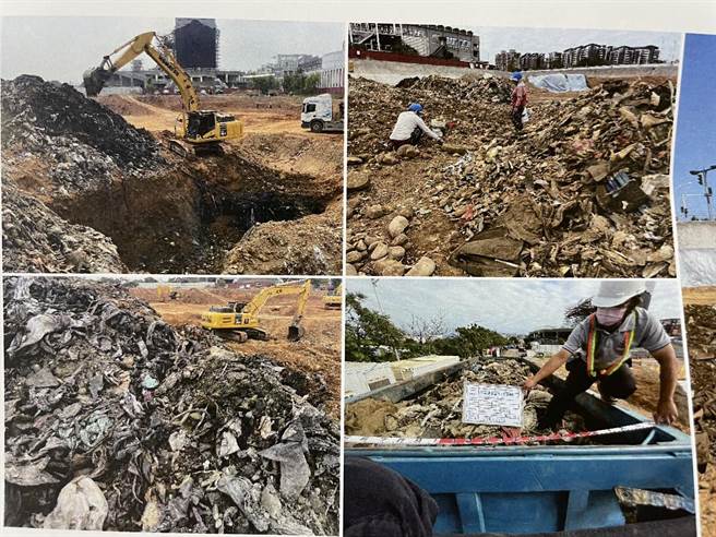 市議員劉康彥也在臉書貼出2021年「新竹市國際展演中心預定地」工地現場挖出大量廢棄物的截圖。（截自劉康彥臉書）