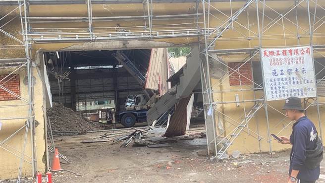 ▲施工之屋顶塌陷情形。（基隆市政府提供／徐佑升基隆传真）