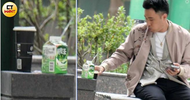 喝完咖啡后，余祥铨随手将空咖啡杯放在一旁，人就走了。（图／本刊摄影组）